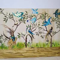 تابلوی رنگ روغن با ورق طلا