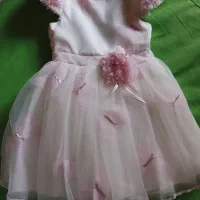 پیراهن مجلسی خارج حریر صورتی نو ۵سال