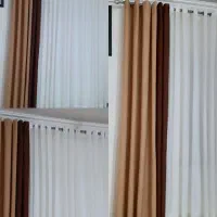 دو عدد کنار پرده قهوه ای و کرم و پرده اتاق کودک|پرده، رانر، رومیزی|سقز, |دیوار