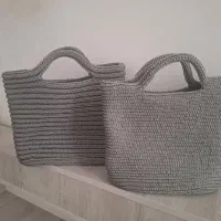 کیف دست بافت مکرومه بژ و نسکافه ای مدلهای پینترستی