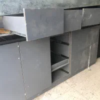 میزکار استیل و کابینت ۲ متری