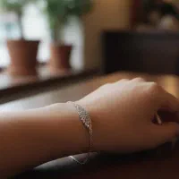 دستبند زنجیری زنانه نقره طرح برگ