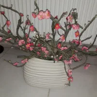 گلدان سفالی و شکوفه های گل|گل مصنوعی|کرج, گلستان|دیوار