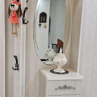 جاکفشی قدی آینه دار آویز لباس رنگ سفید