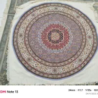 فرش دستبافت گرد 1.5*1.5گل ابریشم|فرش|بیرجند, |دیوار