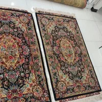 یک جفت فرش دستبافت چله و گل ابریشم