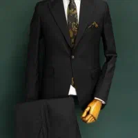 کت و شلوار مردانه مشکی + پیراهن + کراوات + کمربند