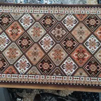 گلیم ماشینی با رنگ‌بندی طوسی فیلی بادومی لاکی|گلیم، جاجیم، گبه|بروجرد, |دیوار