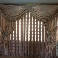 پرده حریر با یالان و زیر پرده همراه چوب پرده