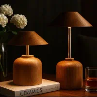 آباژور های تمام لمسی و شارژی چوب گردو