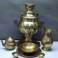 سماور زغالی ۶لیتری با سرویس ۷تیکه