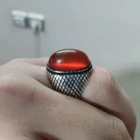 انگشترعقیق سرخ یمنی طوقدار قدیمی