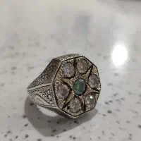 انگشتر نقره دستساز موزانایت الماس روسی