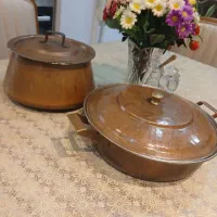 قابلمه مسی و ماهیتابه در دار مسی