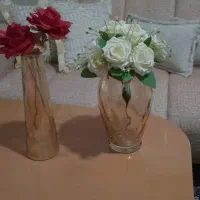 دو عدد گلدان وگل