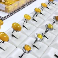 انگشتر نقره ۹۲۵ زنانه سنگ زرد(شرف شمس)