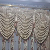 دو عدد پرده همراه والون بدون میله پرده