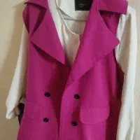 مانتو دوتیکه سفید سرخابی