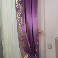 پرده دکوری طلا کوب رنگ یاسی