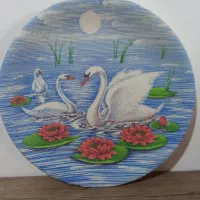 یک دست بشقاب قدیمی طرح قو