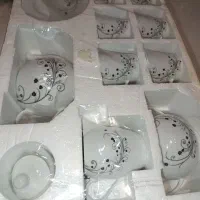 صبحانه خوری آکبند سفید با گلهای مشکی|ظروف سرو و پذیرایی|ارومیه, |دیوار