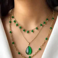 گردنبند استیل و سنگ