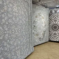 فرش ماشینی پتینه وینتیج طوسی سبز ابریشمی