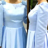 لباس مجلسی ساتن ابی اسمونی ساده و شیک