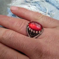 انگشتر گارنت قرمز رکاب نقره