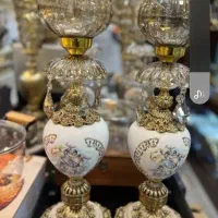 لوستر 4شاخه 8شعله برنز چینی راه راه اصل|لوستر و چراغ آویز|تبریز, |دیوار