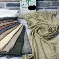 شال پلیسه  پاییزه دور دانتل در 12رنگ متنوع