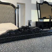 سرویس خواب دونفره تمام چوب راش مدل لورنزو پاپیونی