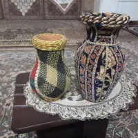 دوعدد گلدان باروکش کرک دستباف ویکی روکش گلیم باف|صنایع دستی و سایر لوازم تزئینی|قم, آذر (نکویی)|دیوار