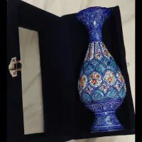 گلدان میناکاری کاری تزئینی 20 سانتی باجعبه مخمل نو