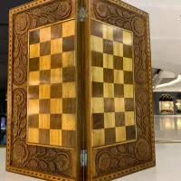 تخته‌نرد و شطرنج چوب گردو دور منبت