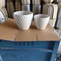 گلدان عمده سفال سرامیک استوانه الماسی شیار دار