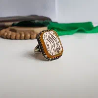 انگشتر نقره عقیق زرد مردانه حکاکی شده|جواهرات|قم, چهل درخت‎|دیوار