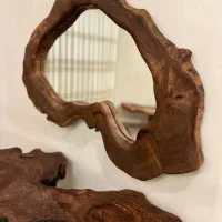 آینه با فریم چوب گردو روستیک
