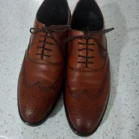 کفش چرم قهوه‌ای بسیار شیک شماره ۴۳