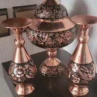 گلدان مسی الماس تراش