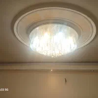 لوستر ریموت دار سقفی کریستال در سه رنگ بسیار تمیز