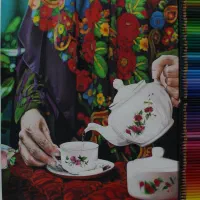 تابلو مدادرنگی هایپررئال «عطر چای مادربزرگ»