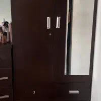 کمد لباس MDF دو درب آینه‌دار ۳ کشو