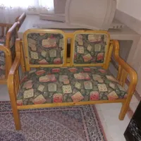 مبلمان چوب و پارچه با میز جلو|مبلمان خانگی و میز عسلی|چالوس, |دیوار