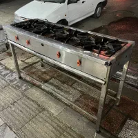 اجاق 4 شعله صنعتی خطی پایه دار مشابه نو