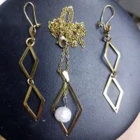 نیم ست استیل تضمینی با مروارید اصل