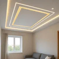 اجرای سقف کناف دورباکس جای تی وی چراغ خطی