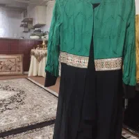 مانتو مشکی سبز سنتی