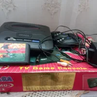 سگا حافظه دار با دو دسته و یک کاست بازی فوتبال