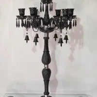 آباژور کنار سالنی مشکی هفت شاخه با کارات بلوری